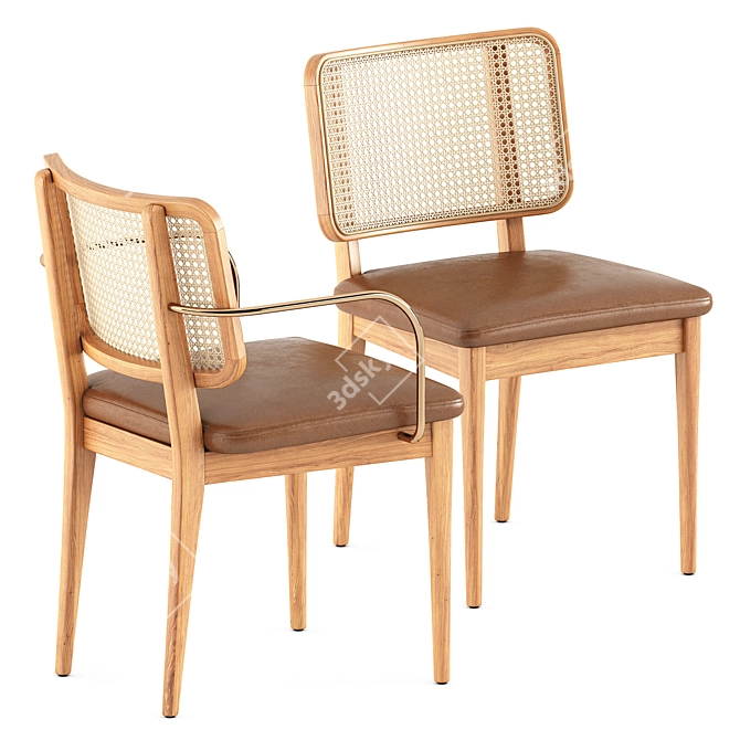 Rattan Combo: Chair & Table 3D model image 4