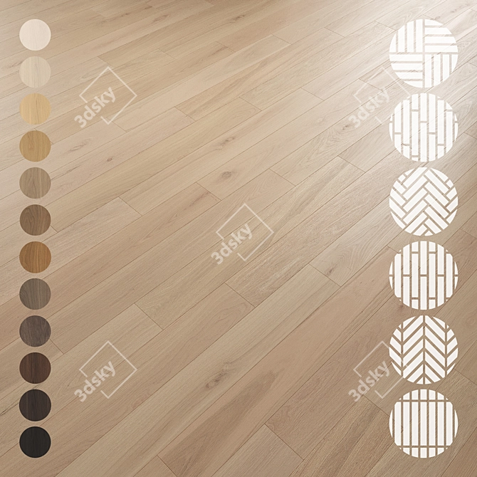 Oak Parquet Flooring Collection 3D model image 1