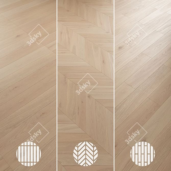 Oak Parquet Flooring Collection 3D model image 5