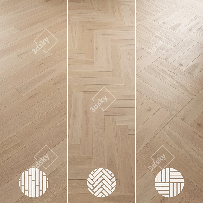 Oak Parquet Flooring Collection 3D model image 6