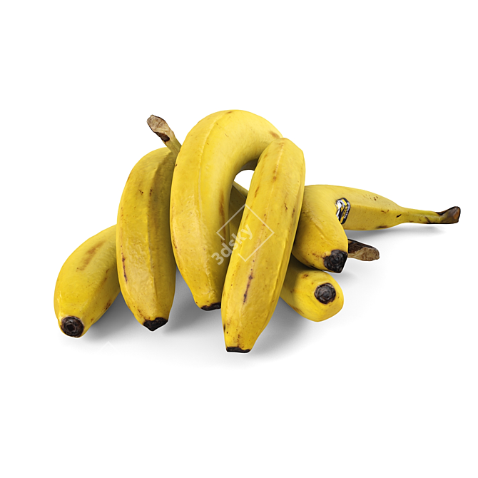 Fresh Ripe Bananas 3D model image 2