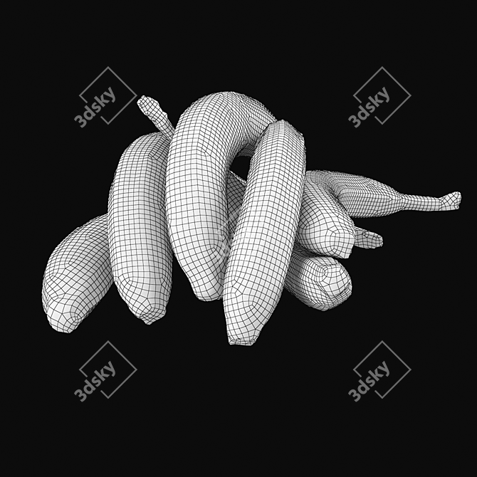 Fresh Ripe Bananas 3D model image 5