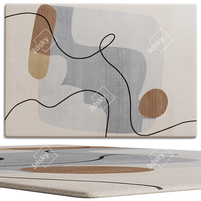 Abstract Polyester Area Rug with Perimeter Edge 3D model image 4