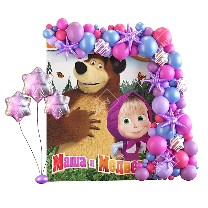 Masha and Bear Themed Photo Zone 3D model image 1