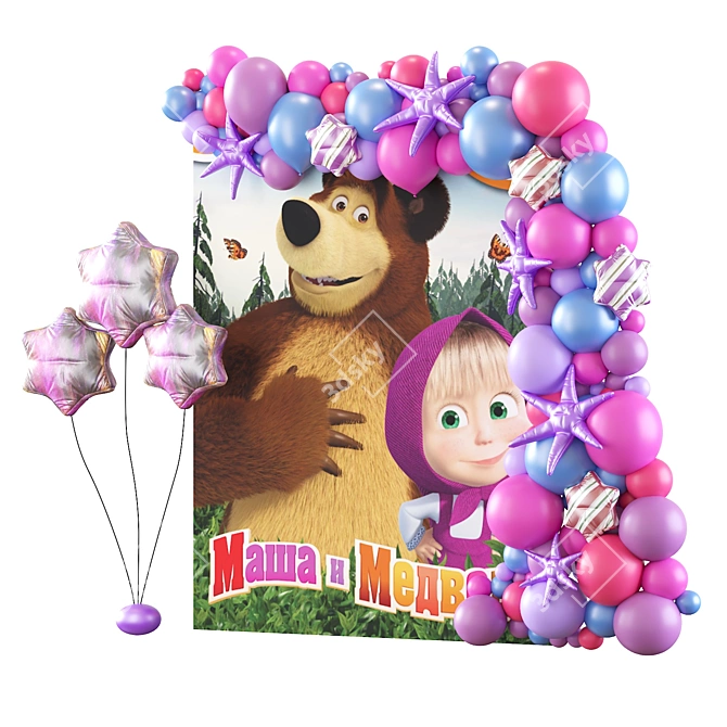 Masha and Bear Themed Photo Zone 3D model image 2