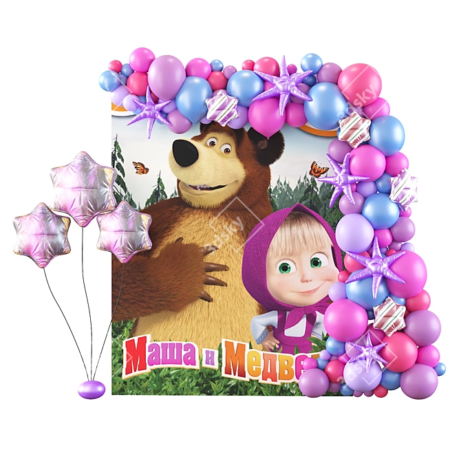 Masha and Bear Themed Photo Zone 3D model image 3