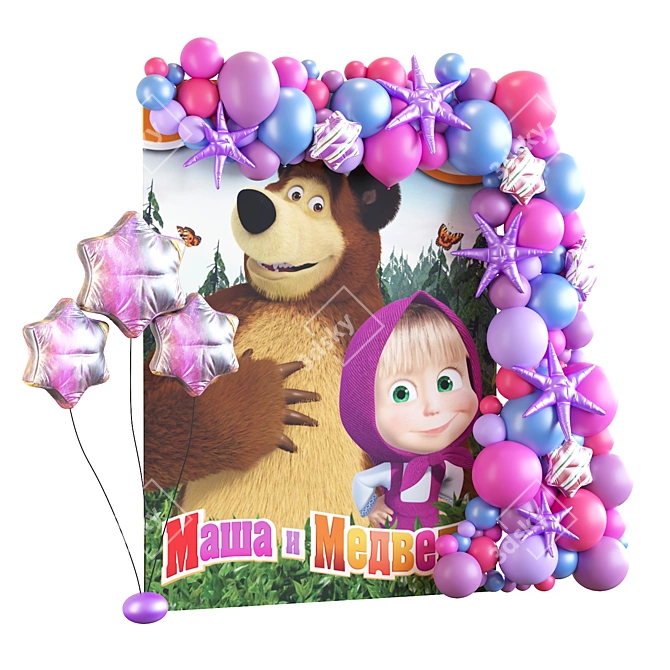 Masha and Bear Themed Photo Zone 3D model image 4