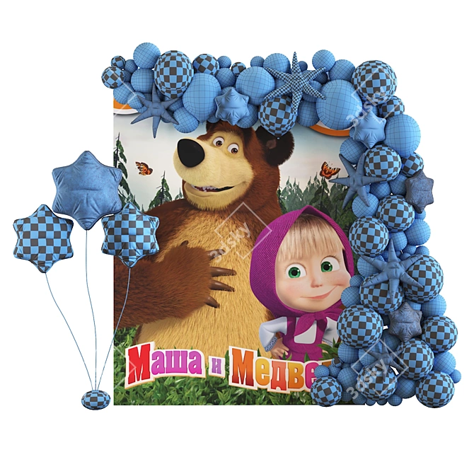 Masha and Bear Themed Photo Zone 3D model image 5