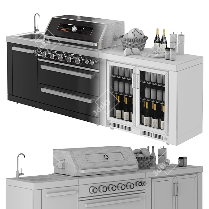 Luxury Outdoor Kitchen Set 3D model image 7