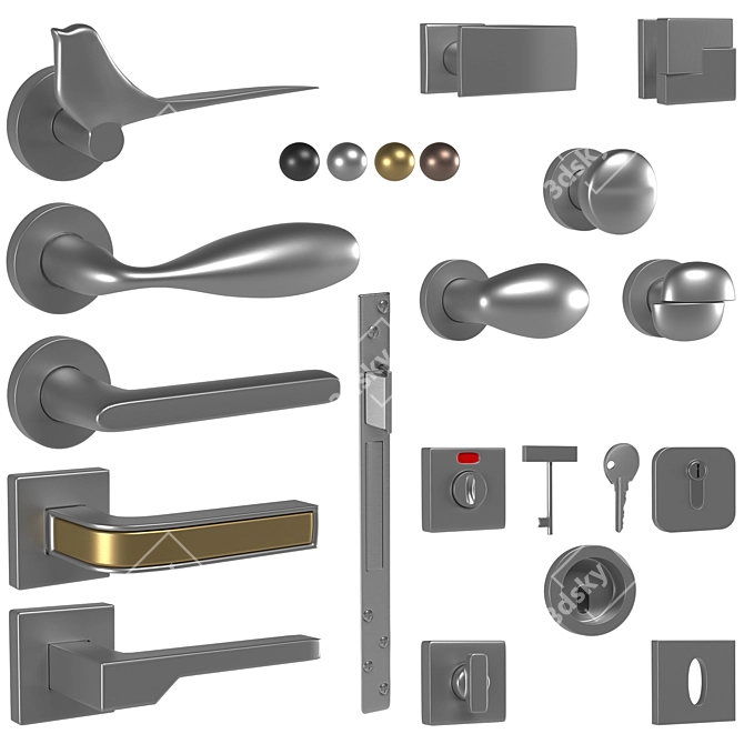 Designer Titanium Door Handles 3D model image 2