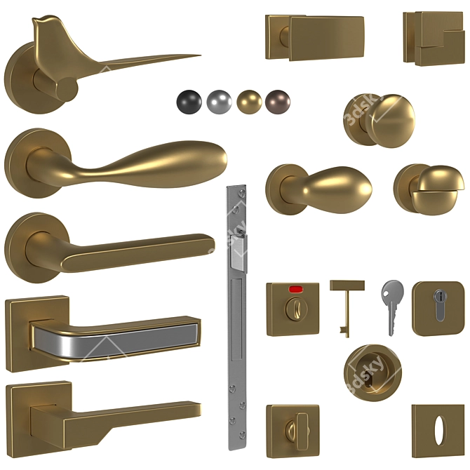 Designer Titanium Door Handles 3D model image 3