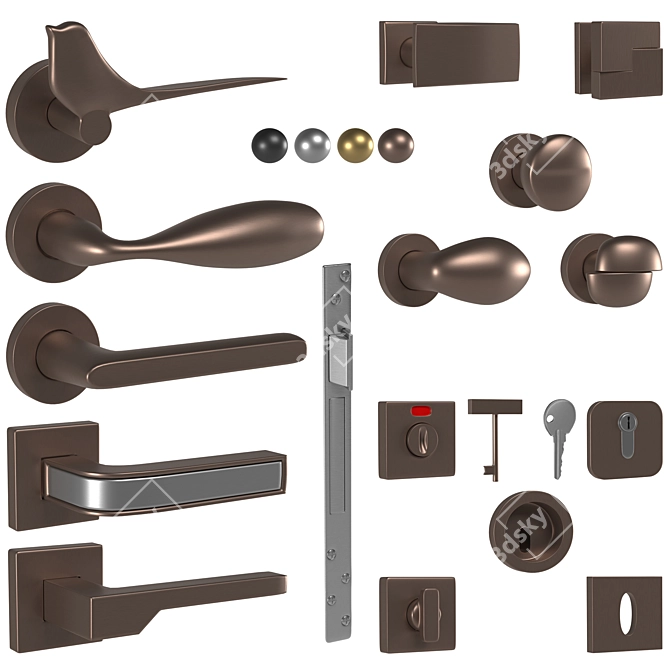 Designer Titanium Door Handles 3D model image 4