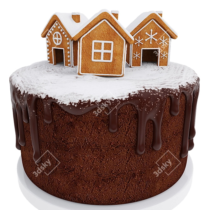 Decadent Chocolate Cake 3D Model 3D model image 3