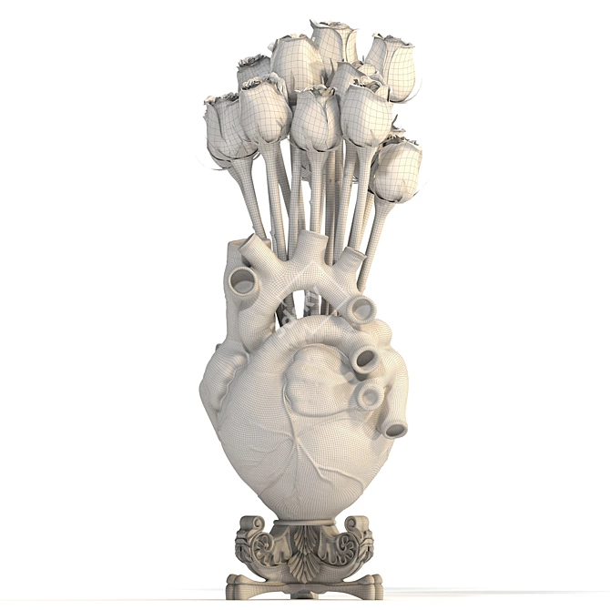 Handcrafted White Heart Vase 3D model image 5