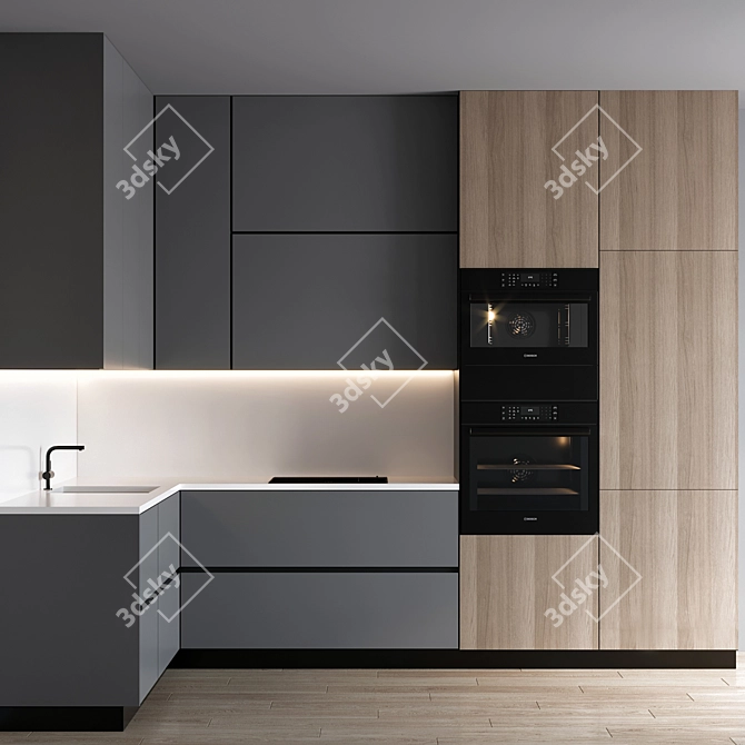 Russian Kitchen Design with Minimalist Style 3D model image 1