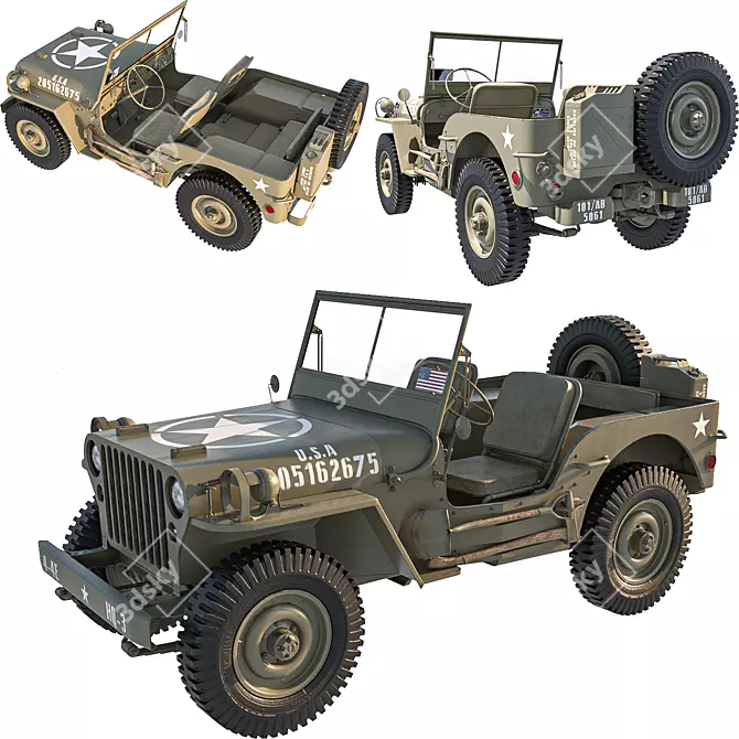  Jeep Willys MP 1942 Model 3D model image 1