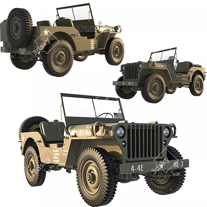  Jeep Willys MP 1942 Model 3D model image 2