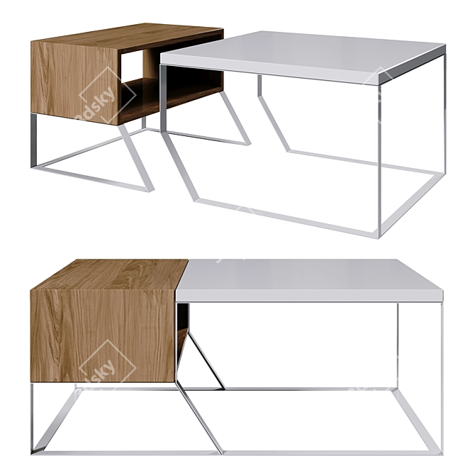  Loft Style Table with Cabinet 3D model image 1