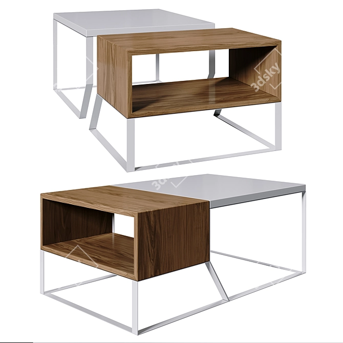  Loft Style Table with Cabinet 3D model image 2