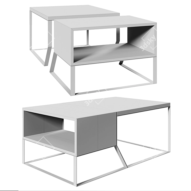  Loft Style Table with Cabinet 3D model image 4