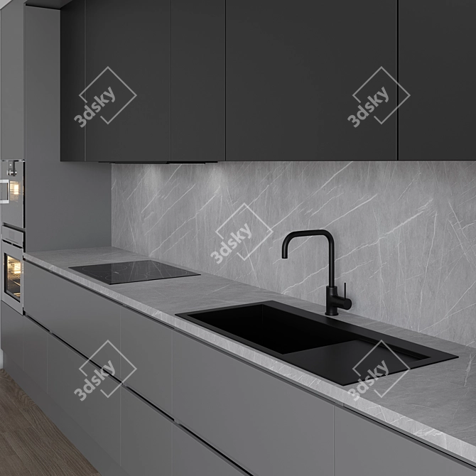  Modern Kitchen 3D Model Set 3D model image 2