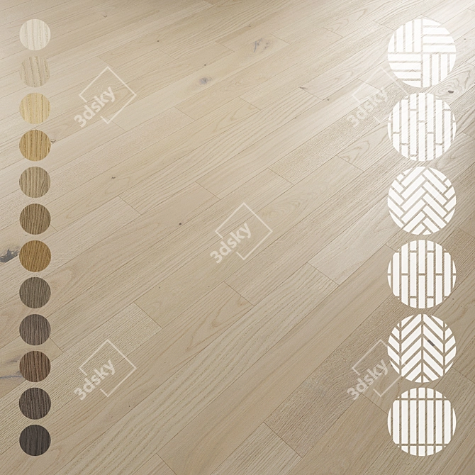 Oak Parquet Collection with 12 Tones 3D model image 1