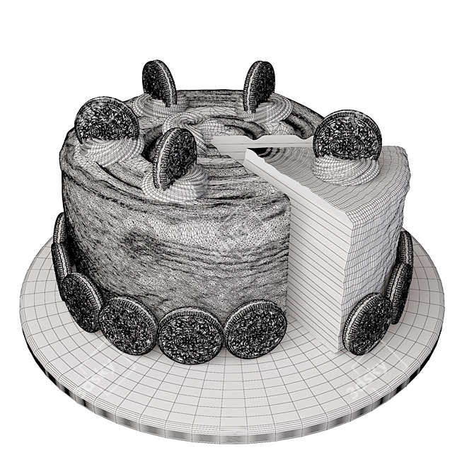 Delicious Oreo Cake 3D Model 3D model image 2