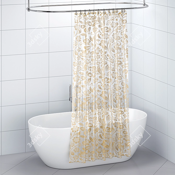 Bathroom Curtain Set 171 3D model image 9