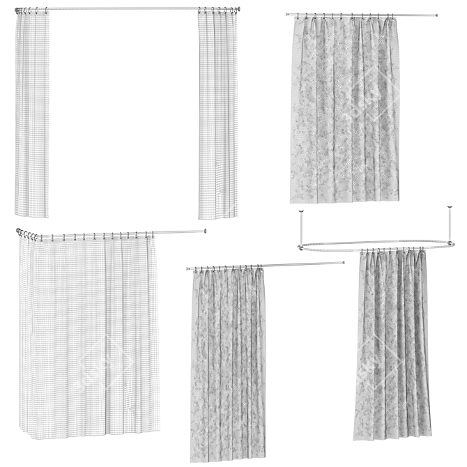 Bathroom Curtain Set 171 3D model image 23