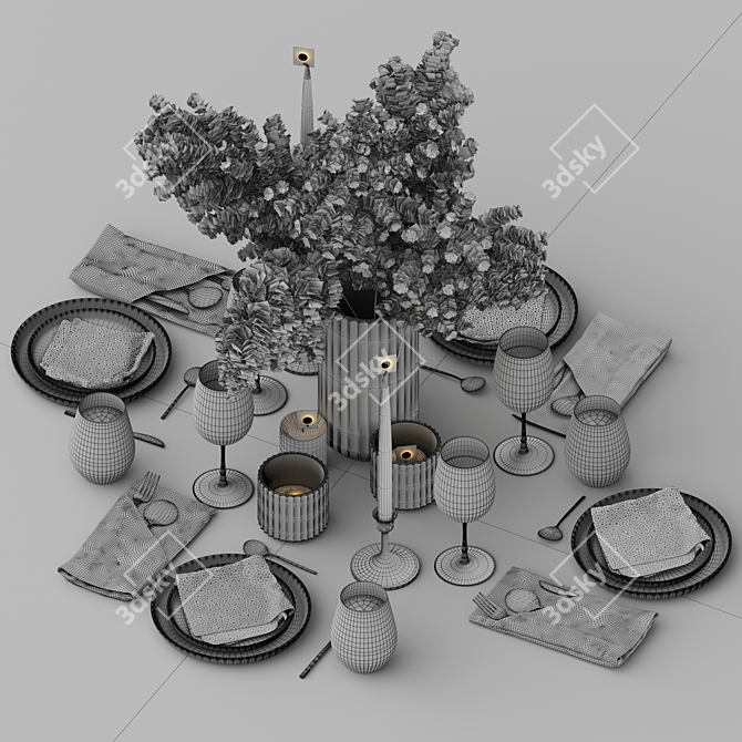 Elegant Dining Essentials Set 3D model image 5