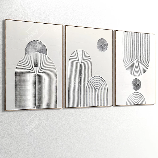 Abstract Art Set with Frames 3D model image 2