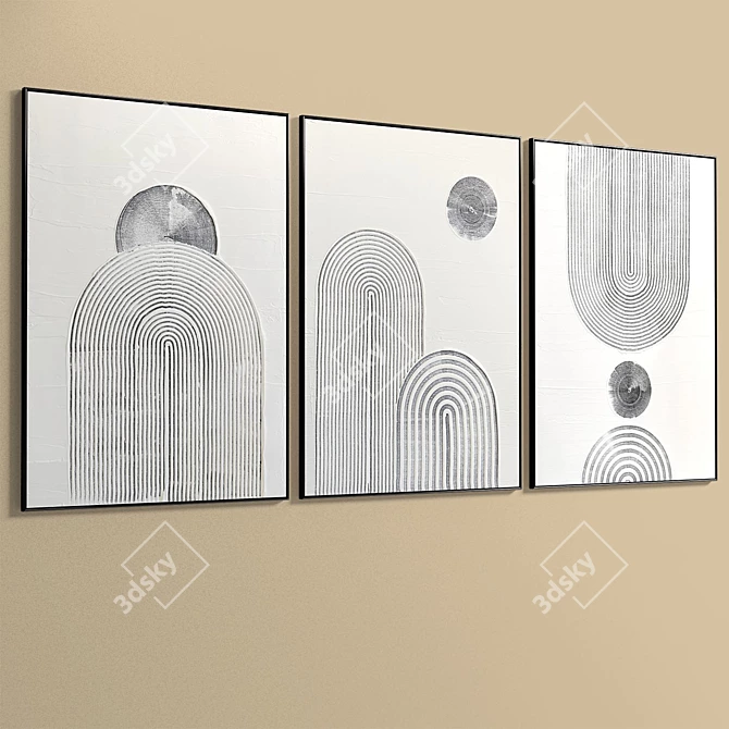 Abstract Art Set with Frames 3D model image 4