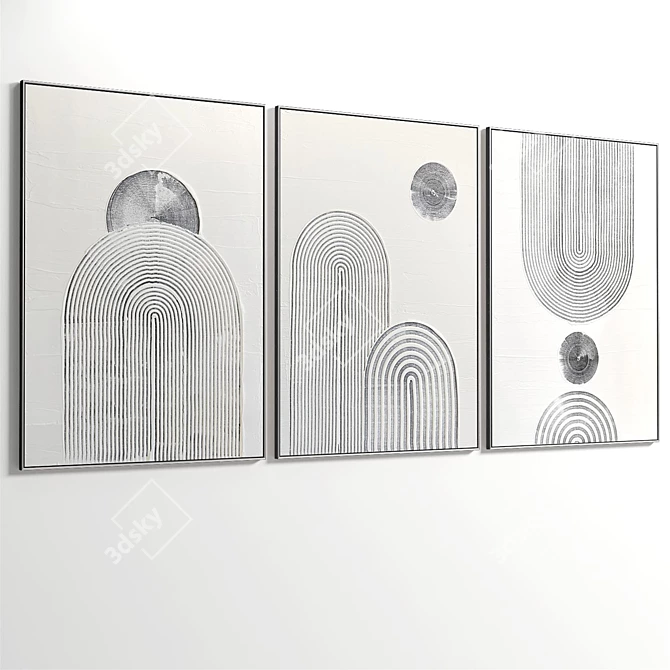 Abstract Art Set with Frames 3D model image 5