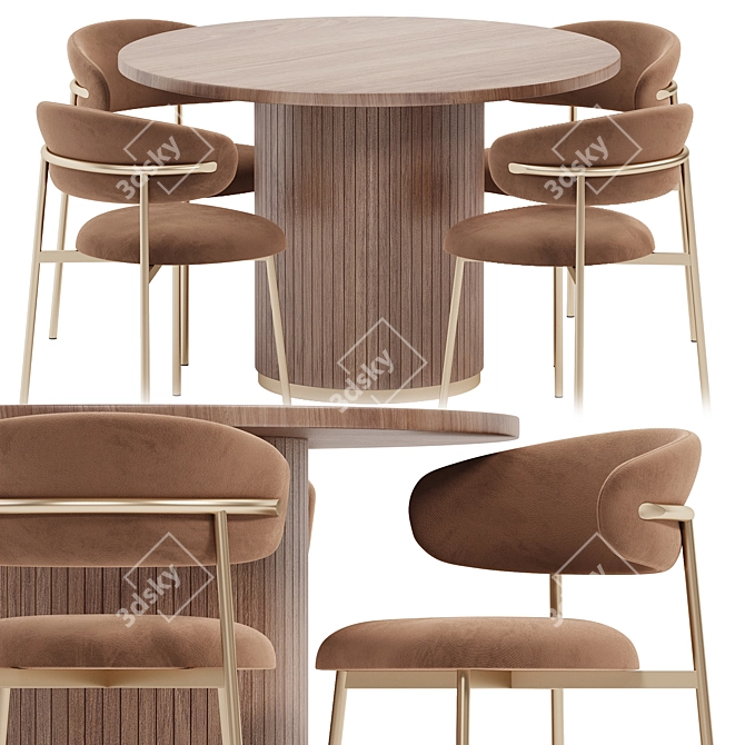 Sleek Round Dining Set 3D model image 1