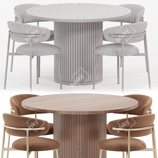 Sleek Round Dining Set 3D model image 2