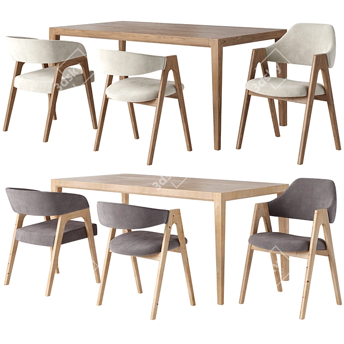 Modern Urban Dining Furniture Set 3D model image 2