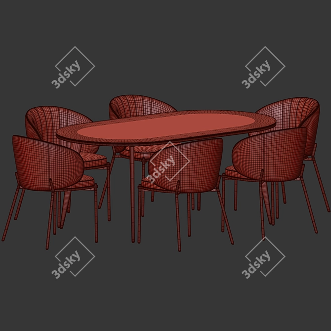 Elegant Velvet Dining Set 3D model image 4