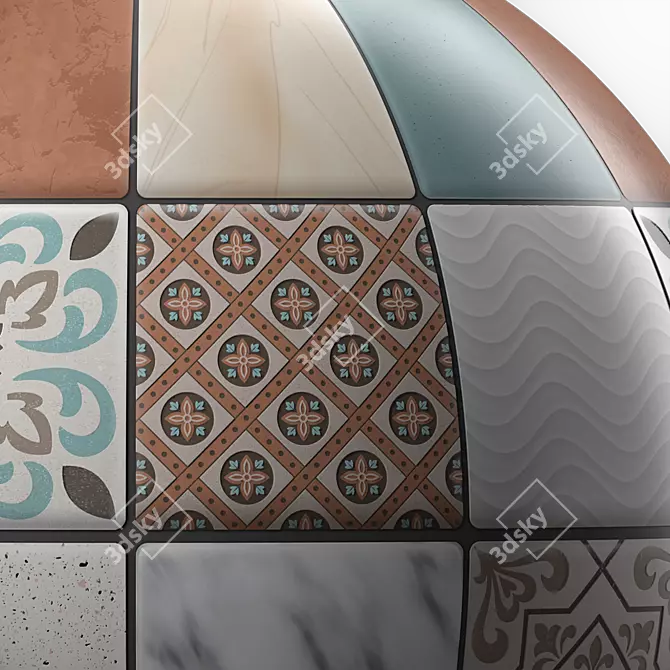 Artisan Moroccan Mosaic Tile Set 3D model image 2