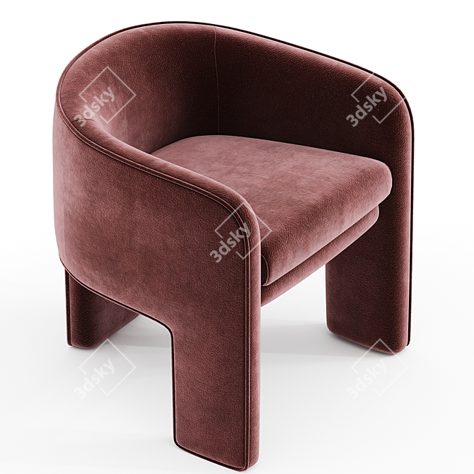 Elegant Velvet Armchair by Milo Baughman 3D model image 2