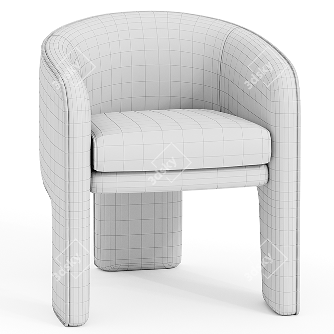 Elegant Velvet Armchair by Milo Baughman 3D model image 3