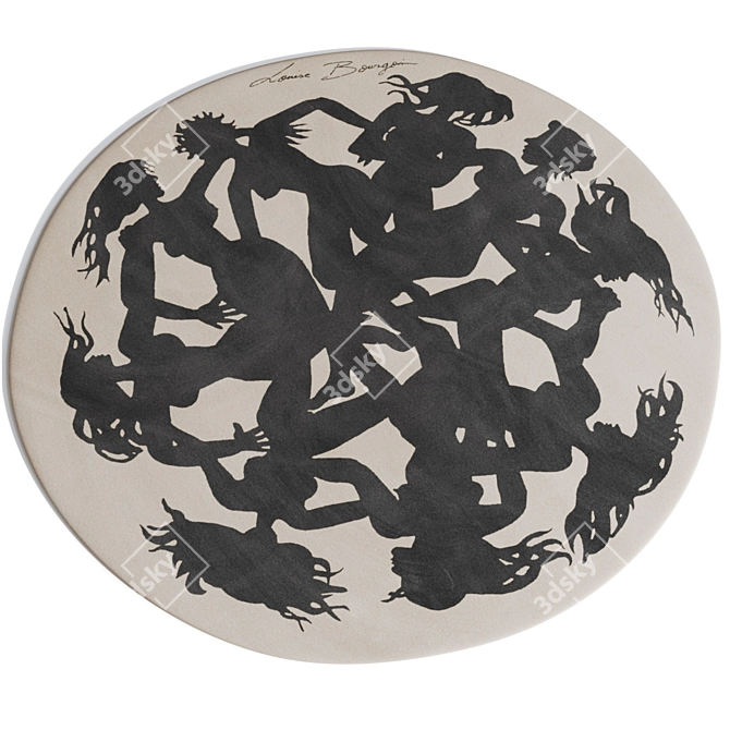 Graphic Print Handmade Round Rugs 3D model image 4