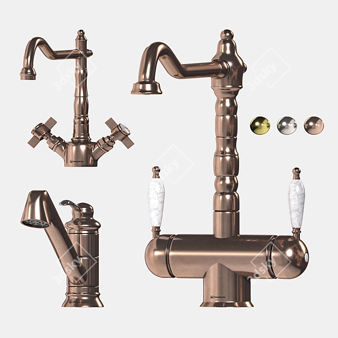 Sleek Classic Kitchen Faucet Collection 3D model image 1