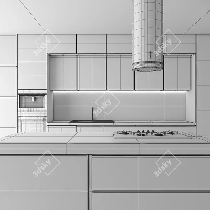 Kitchen Set with High Poly Count 3D model image 5