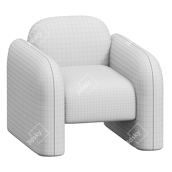 Elegant Niles Chair in Cream Boucle 3D model image 3