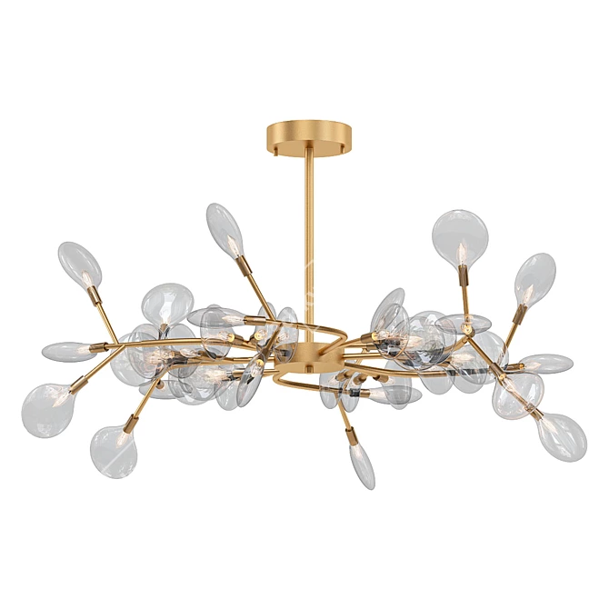 Leaf Hanging Brass Chandelier Aesthetic 3D model image 1