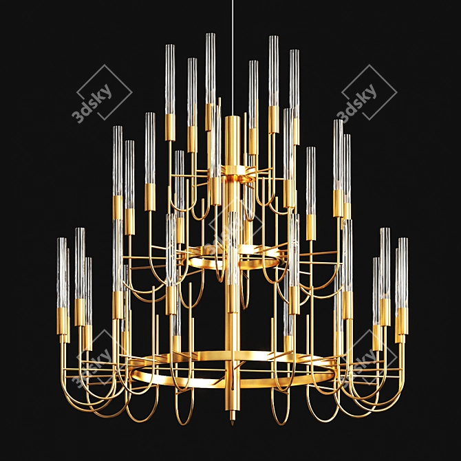 Galla Metal Glass Pendant Light 3D model image 2