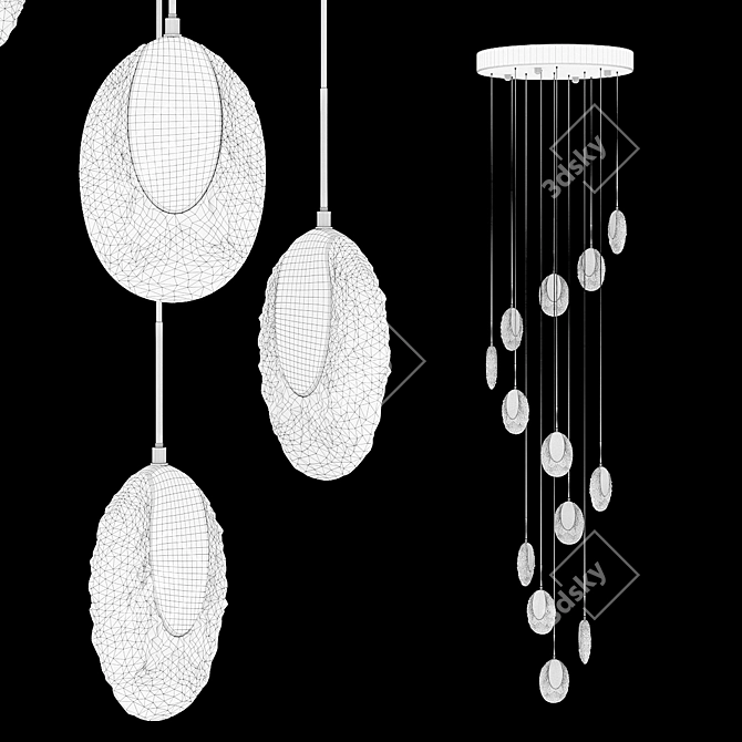 Cascade Leaf LED Pendant Light 3D model image 2