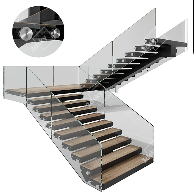 Contemporary Staircase Model 6 3D model image 1