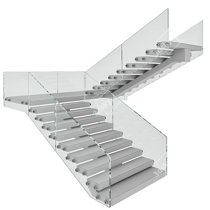 Contemporary Staircase Model 6 3D model image 7