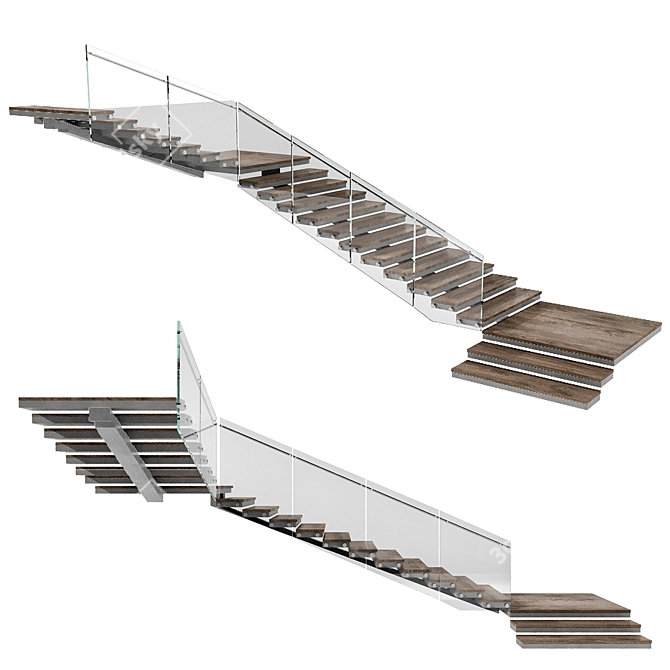  Modern Stair No15 3D Model 3D model image 3